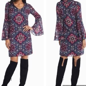 Bell Sleeve Shift Dress Sz M Petite Boho Chic